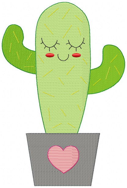 Cute Cactus Vase - Fill Stitch