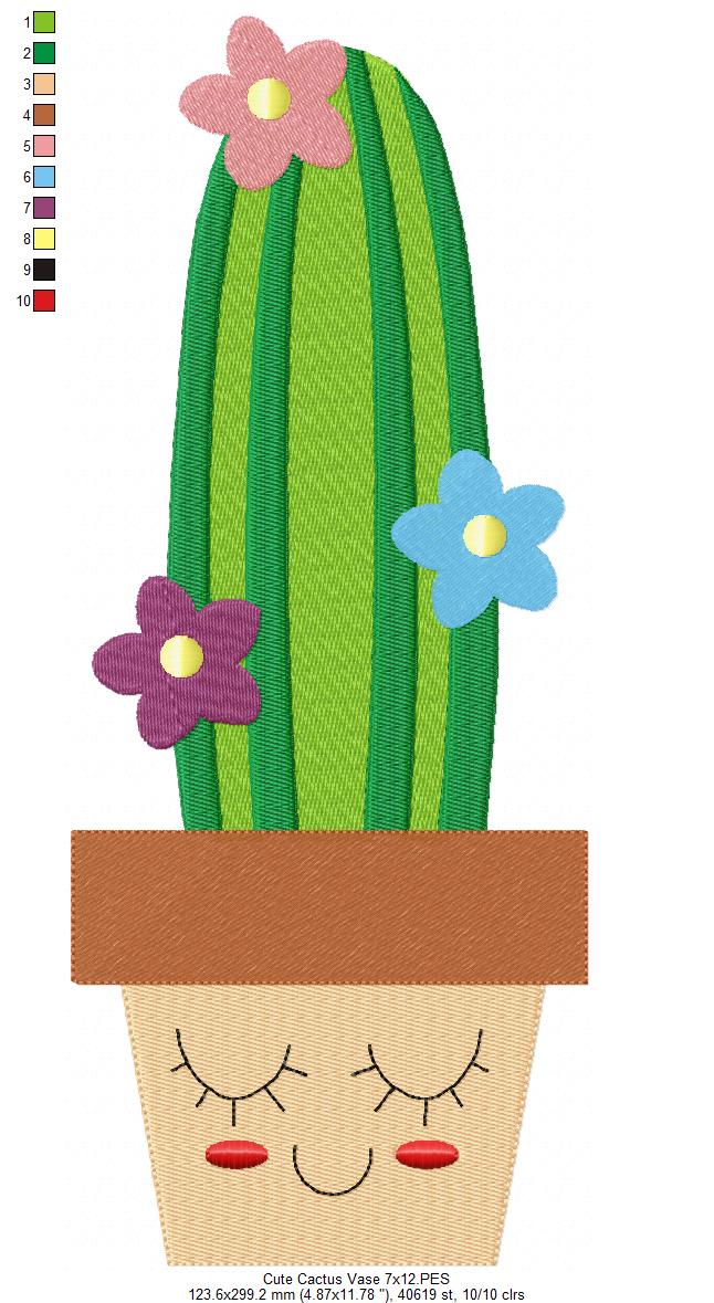 Cute Cactus Vase - Fill Stitch
