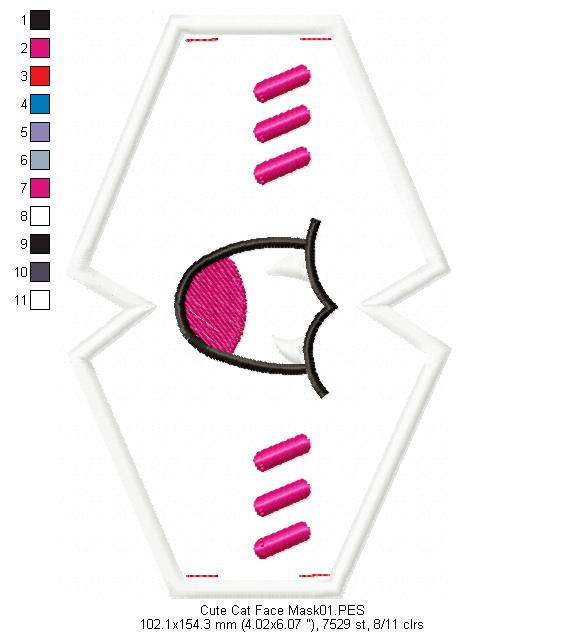 Cute Cat Face Mask - ITH Project - Machine Embroidery Design