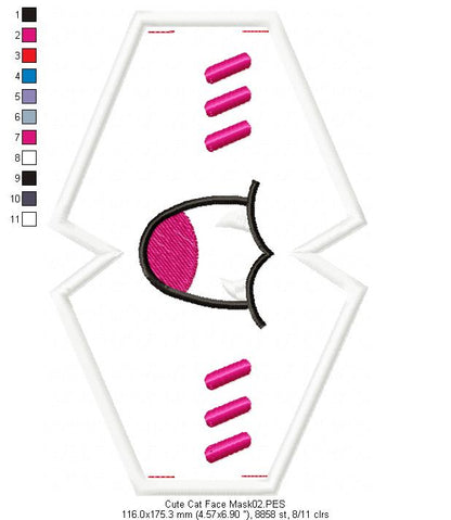 Cute Cat Face Mask - ITH Project - Machine Embroidery Design