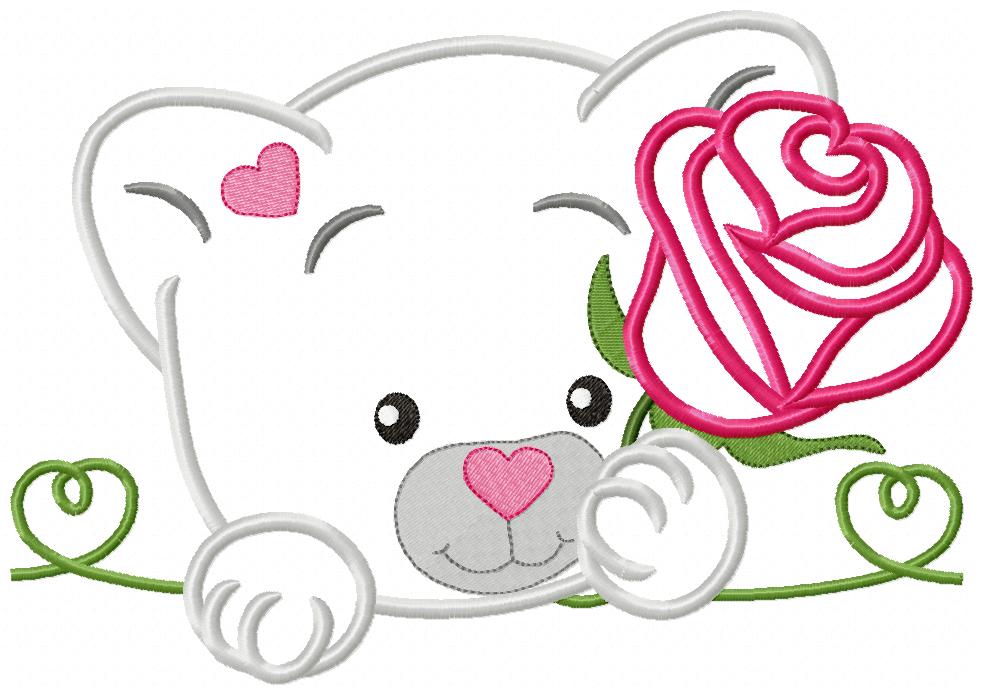 Cute Cat and Flower - Applique