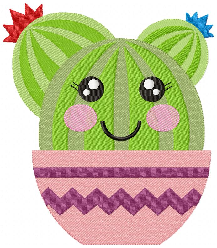 Cute Cactus Vase - Fill Stitch - Machine Embroidery Design