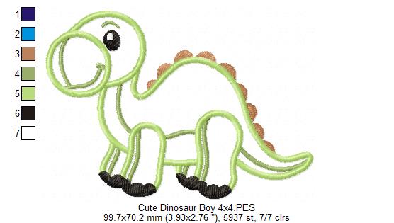 Cute Dinosaur Boy - Applique
