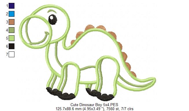 Cute Dinosaur Boy - Applique