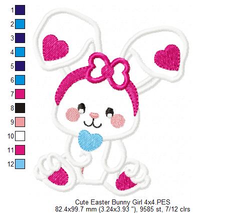Cute Easter Bunny Girl - Applique
