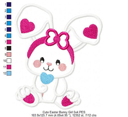 Cute Easter Bunny Girl - Applique