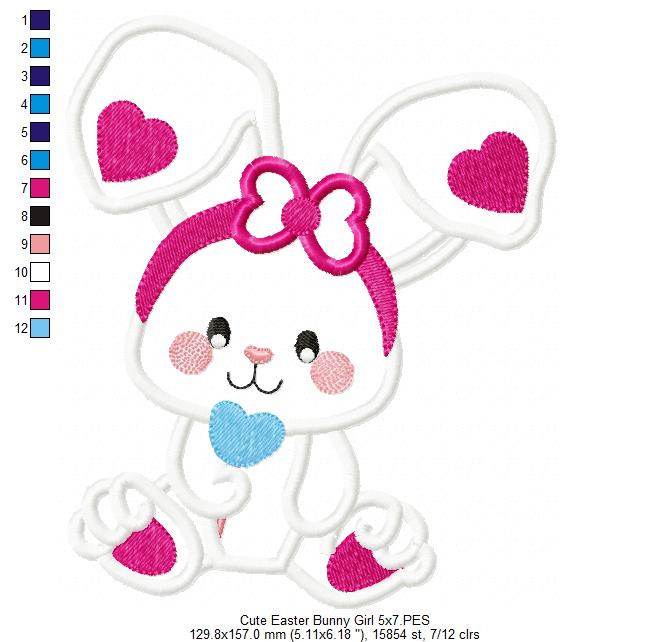 Cute Easter Bunny Girl - Applique