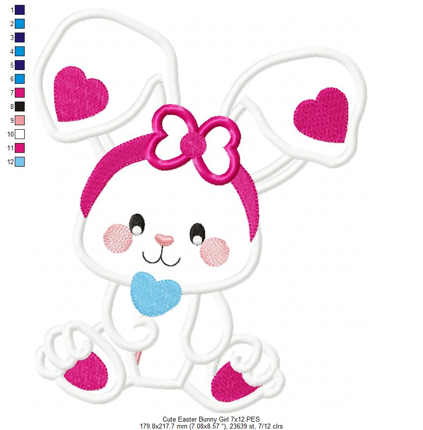 Cute Easter Bunny Girl - Applique