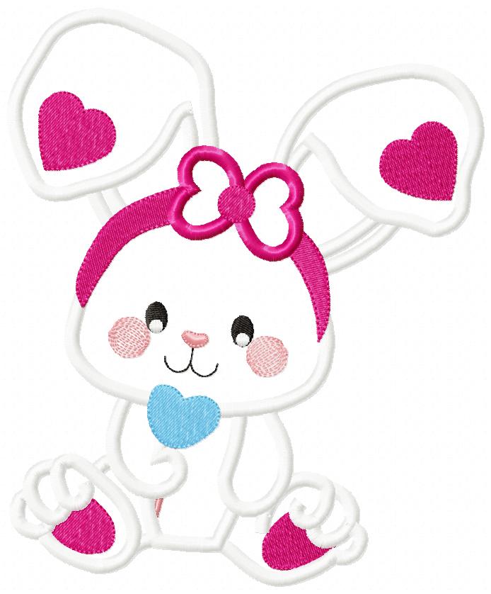 Cute Easter Bunny Girl - Applique