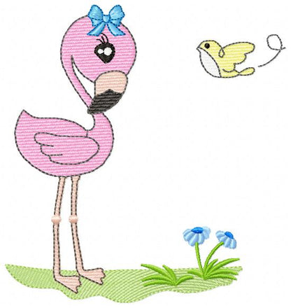 Flamingo - Fill Stitch - Machine Embroidery Design