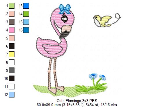 Flamingo - Fill Stitch - Machine Embroidery Design