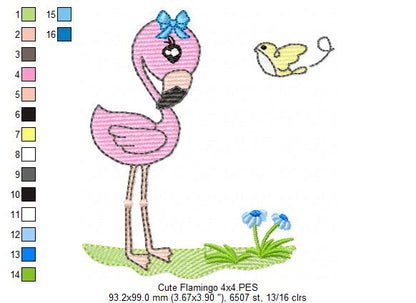 Flamingo - Fill Stitch - Machine Embroidery Design