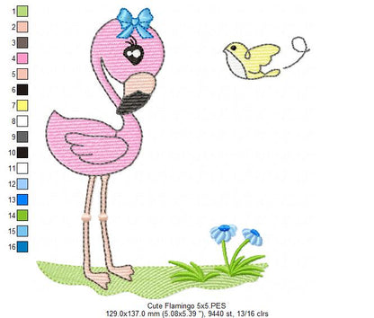 Flamingo - Fill Stitch - Machine Embroidery Design