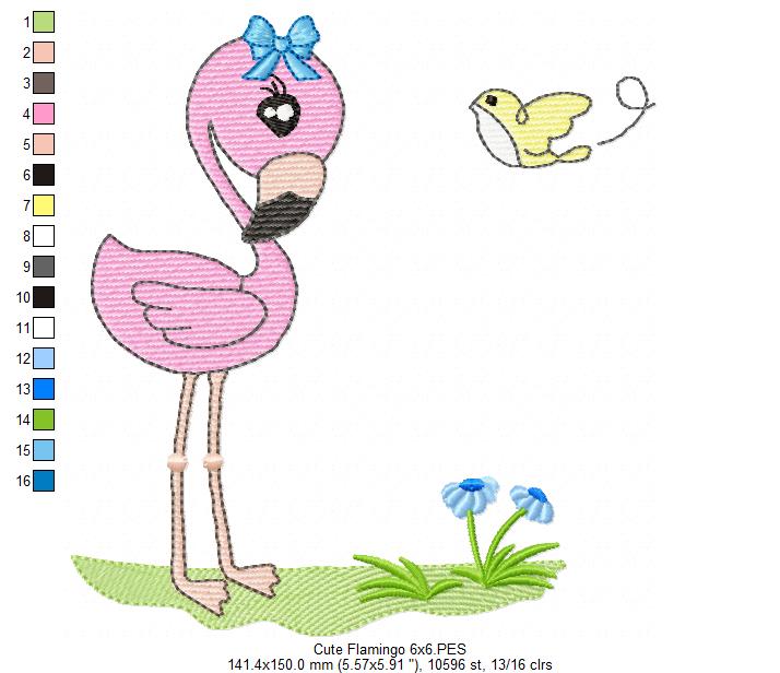 Flamingo - Fill Stitch - Machine Embroidery Design