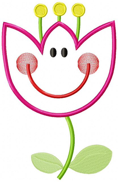 Cute Flower Smiling - Applique
