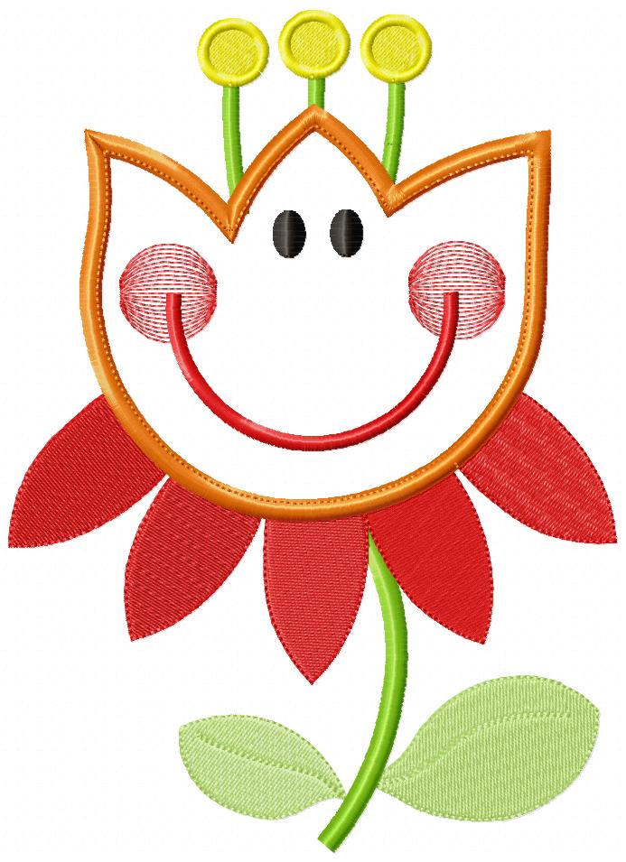 Cute Flower Smiling - Applique