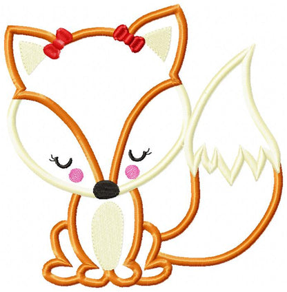Cute Fox Girl - Applique - Machine Embroidery Design