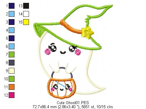 Cute Ghost - Halloween - Applique