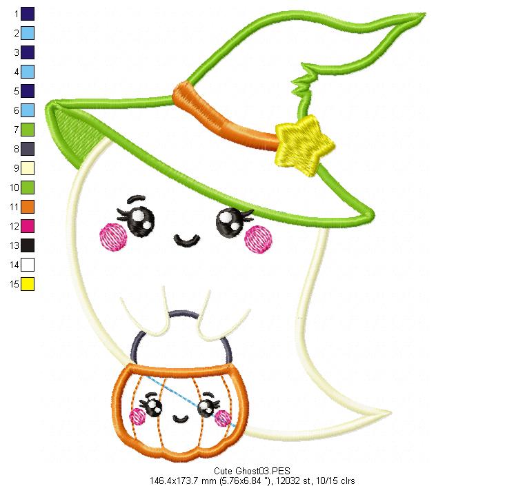 Cute Ghost - Halloween - Applique