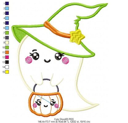 Cute Ghost - Halloween - Applique