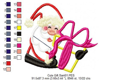 Santa with gift - Applique