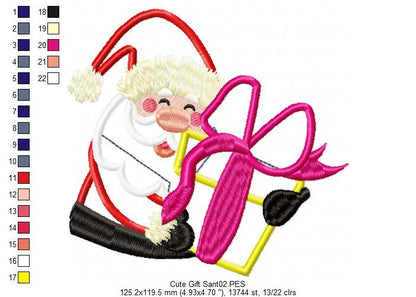 Santa with gift - Applique