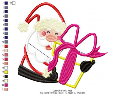 Santa with gift - Applique