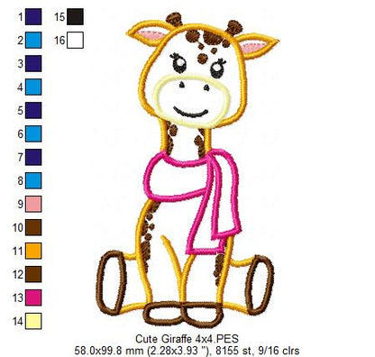 Giraffe Girl with Scarf - Applique