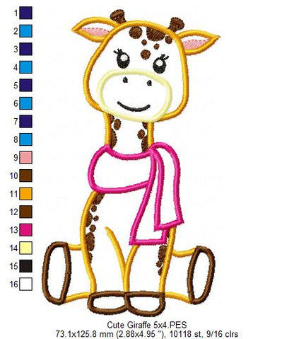 Giraffe Girl with Scarf - Applique