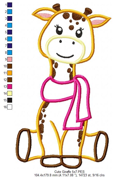 Giraffe Girl with Scarf - Applique