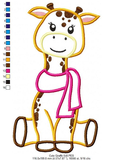 Giraffe Girl with Scarf - Applique