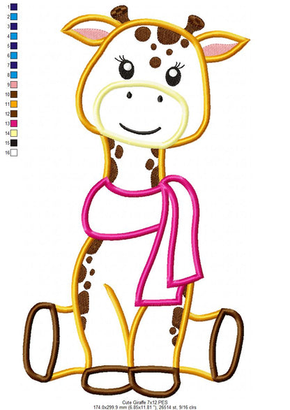 Giraffe Girl with Scarf - Applique