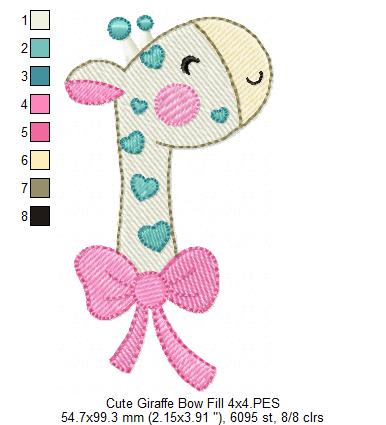 Cute Giraffe with Bow - Fill Stitch