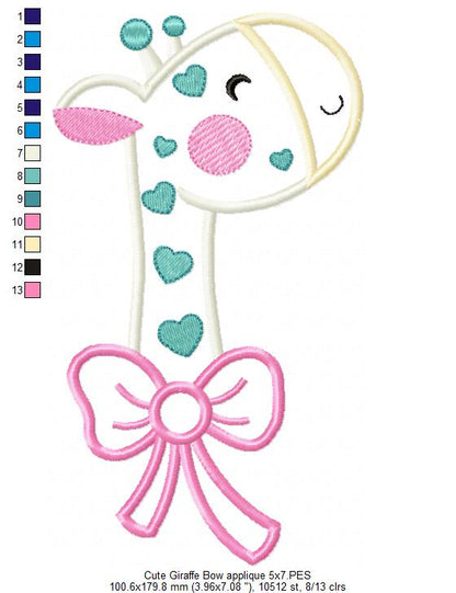 Cute Giraffe with Bow - Applique