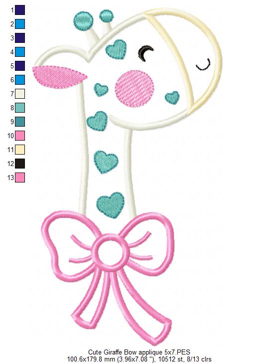 Cute Giraffe with Bow - Applique