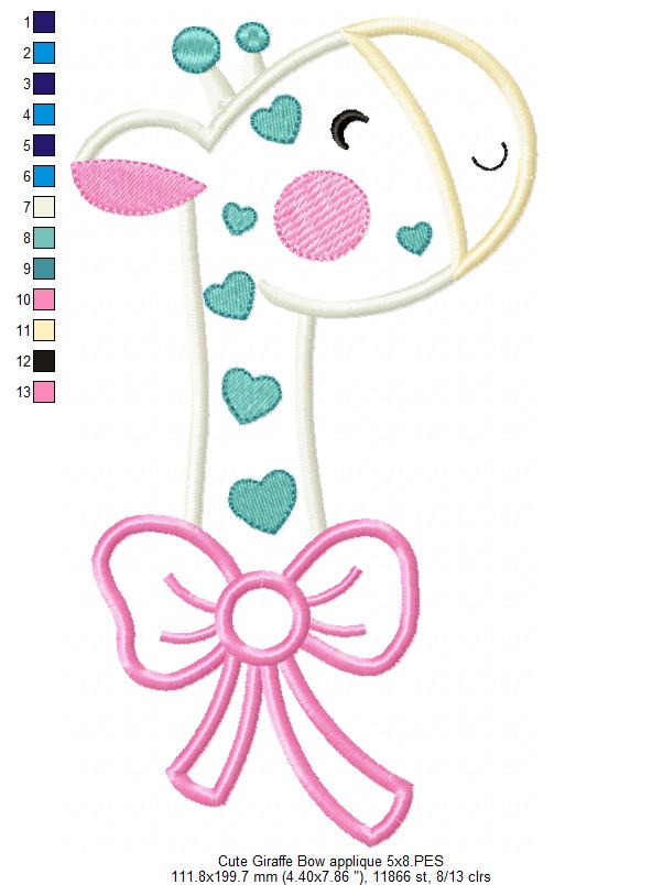 Cute Giraffe with Bow - Applique