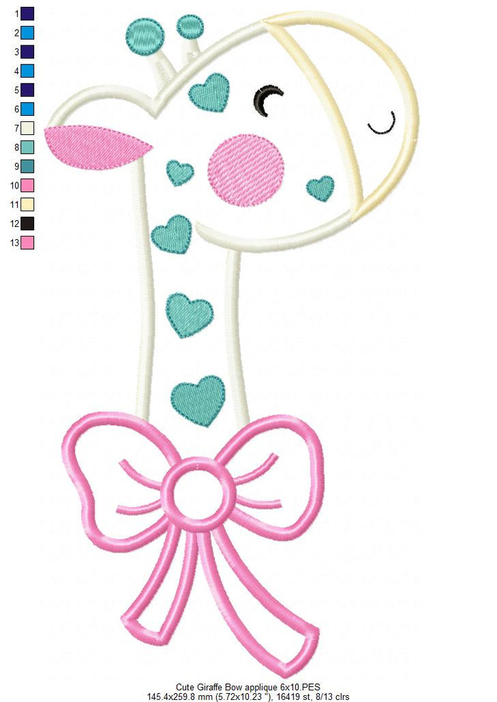 Cute Giraffe with Bow - Applique