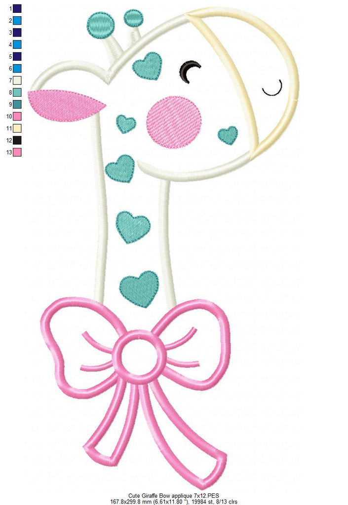 Cute Giraffe with Bow - Applique