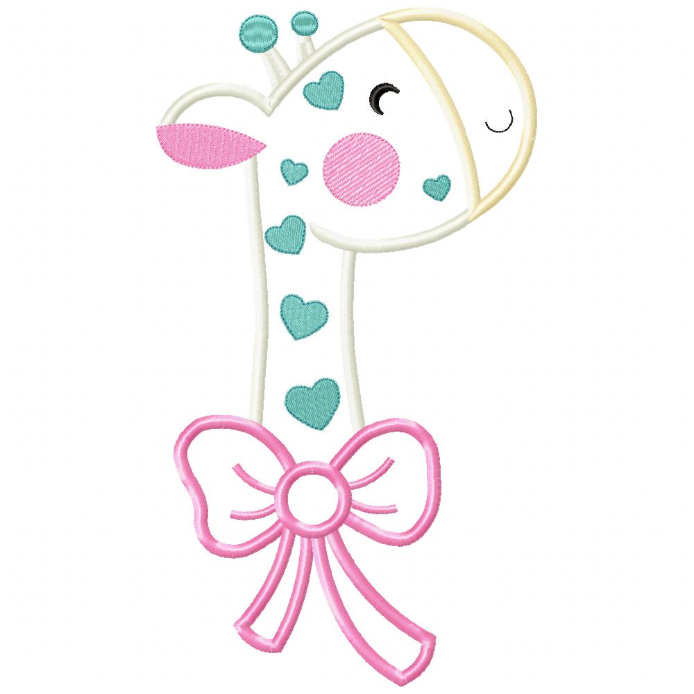 Cute Giraffe with Bow - Applique