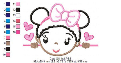 Cute Girl and Boy with Hearts - Set of 2 designs - Applique