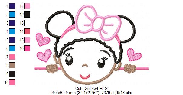 Cute Girl and Boy with Hearts - Set of 2 designs - Applique