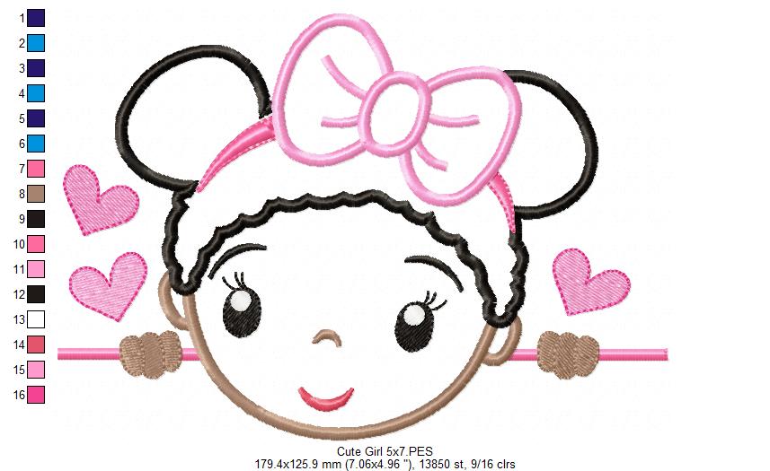 Cute Girl Smiling - Applique
