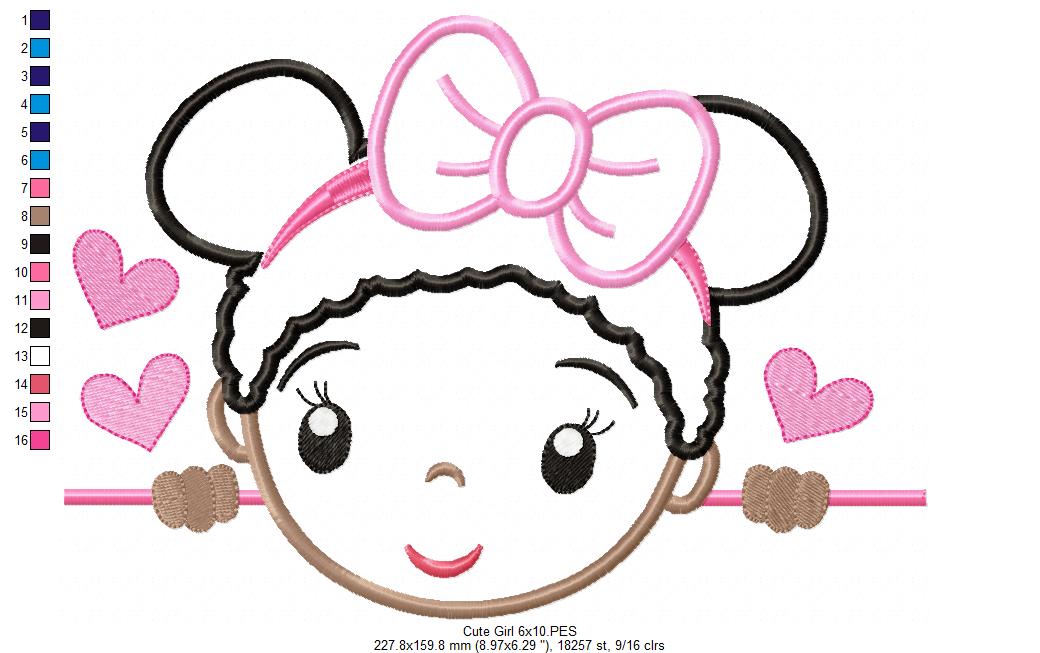 Cute Girl Smiling - Applique