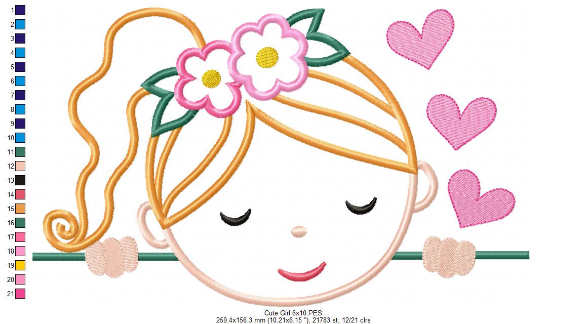 Cute Ginger Girl - Applique