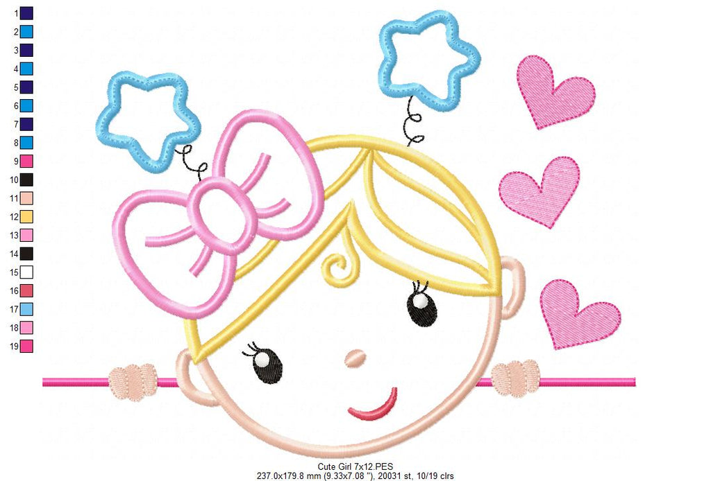 Cute Boy and Girl - Set of 7 designs - Applique