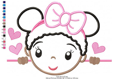 Cute Girl and Boy with Hearts - Set of 2 designs - Applique