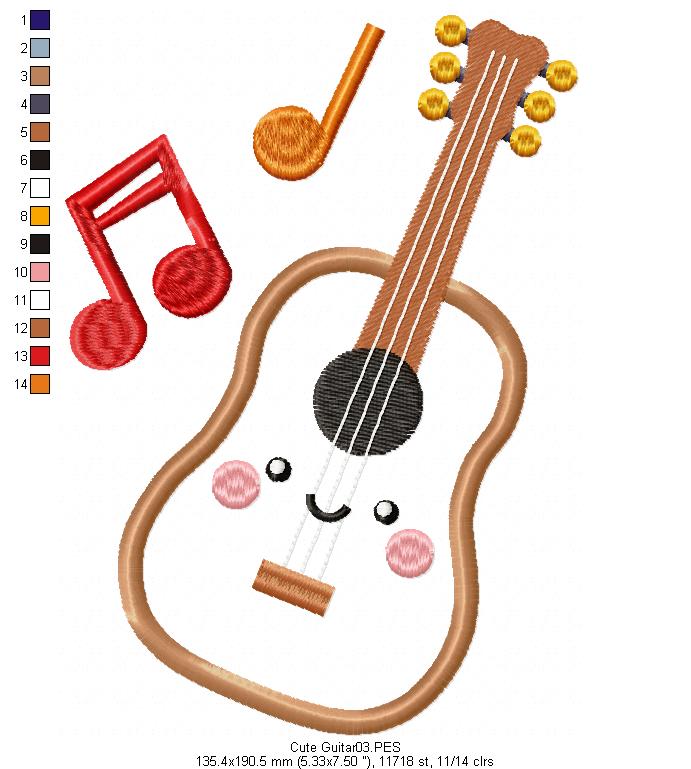 Happy Guitar - Applique
