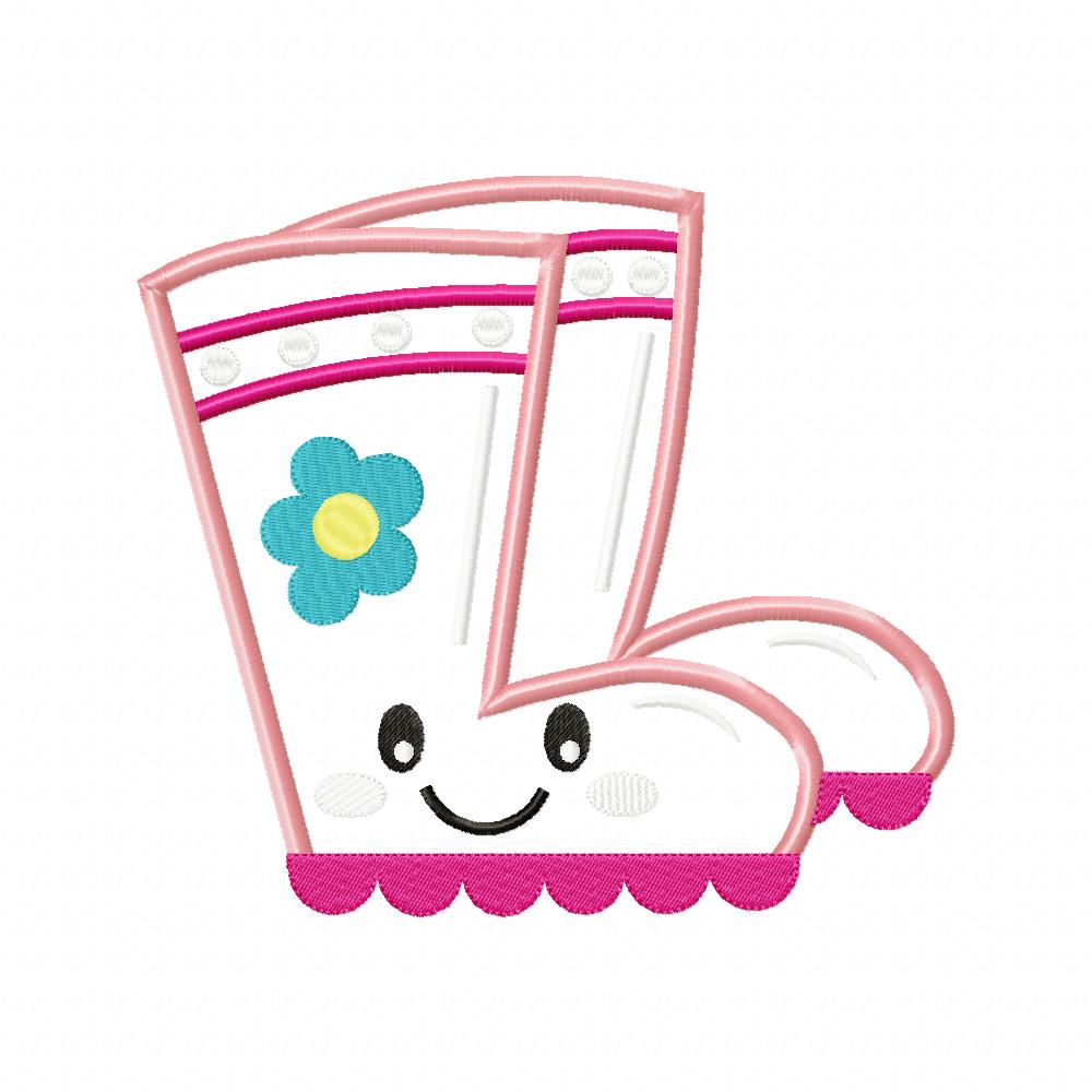 Cute Happy Gardening Boots - Applique