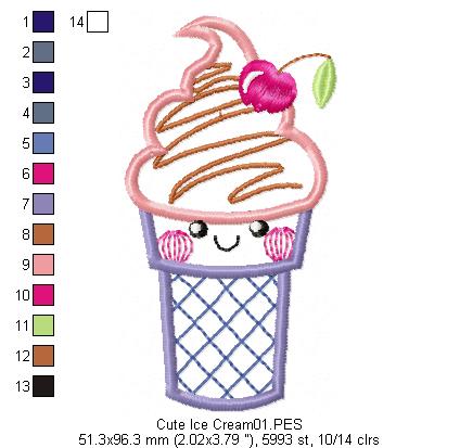 Cute Ice Cream - Applique