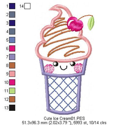 Cute Ice Cream - Applique